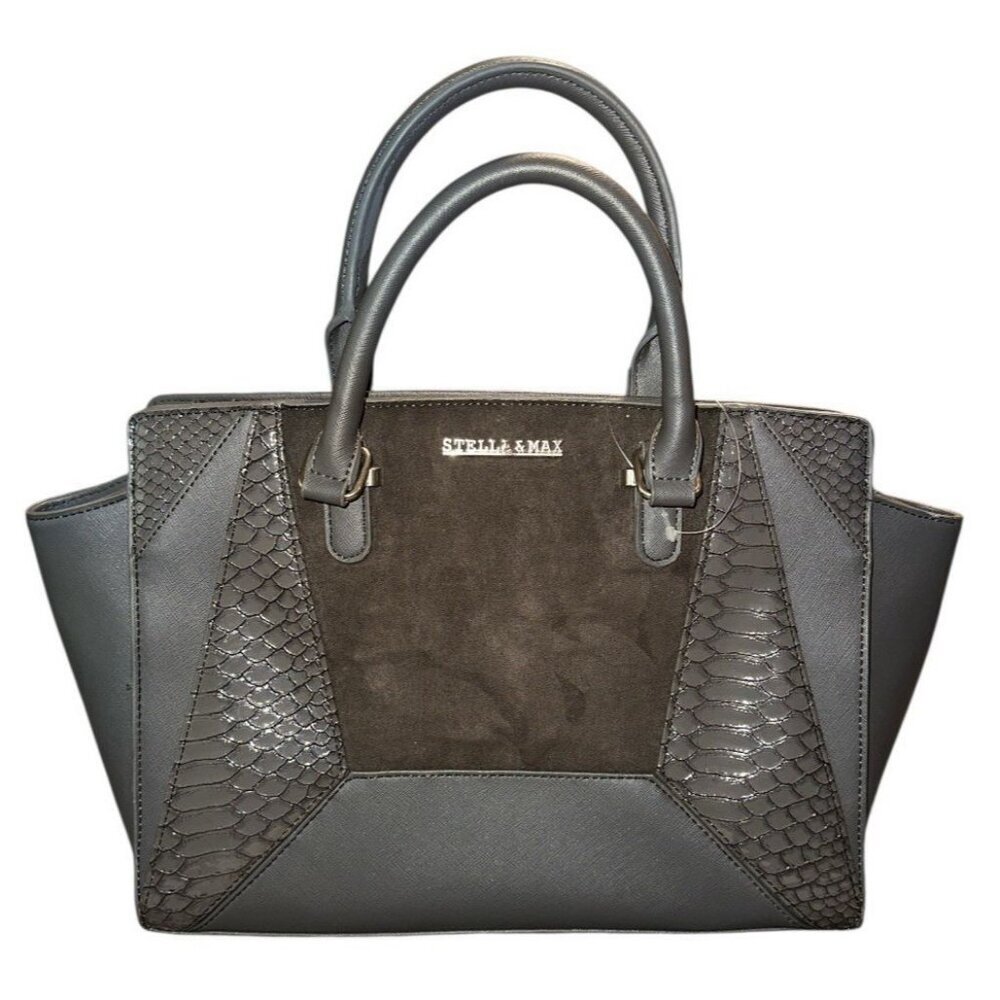 Stella‎ & Max Top Handle Medium Satchel Handbag Purse Color Steele Snake Skin